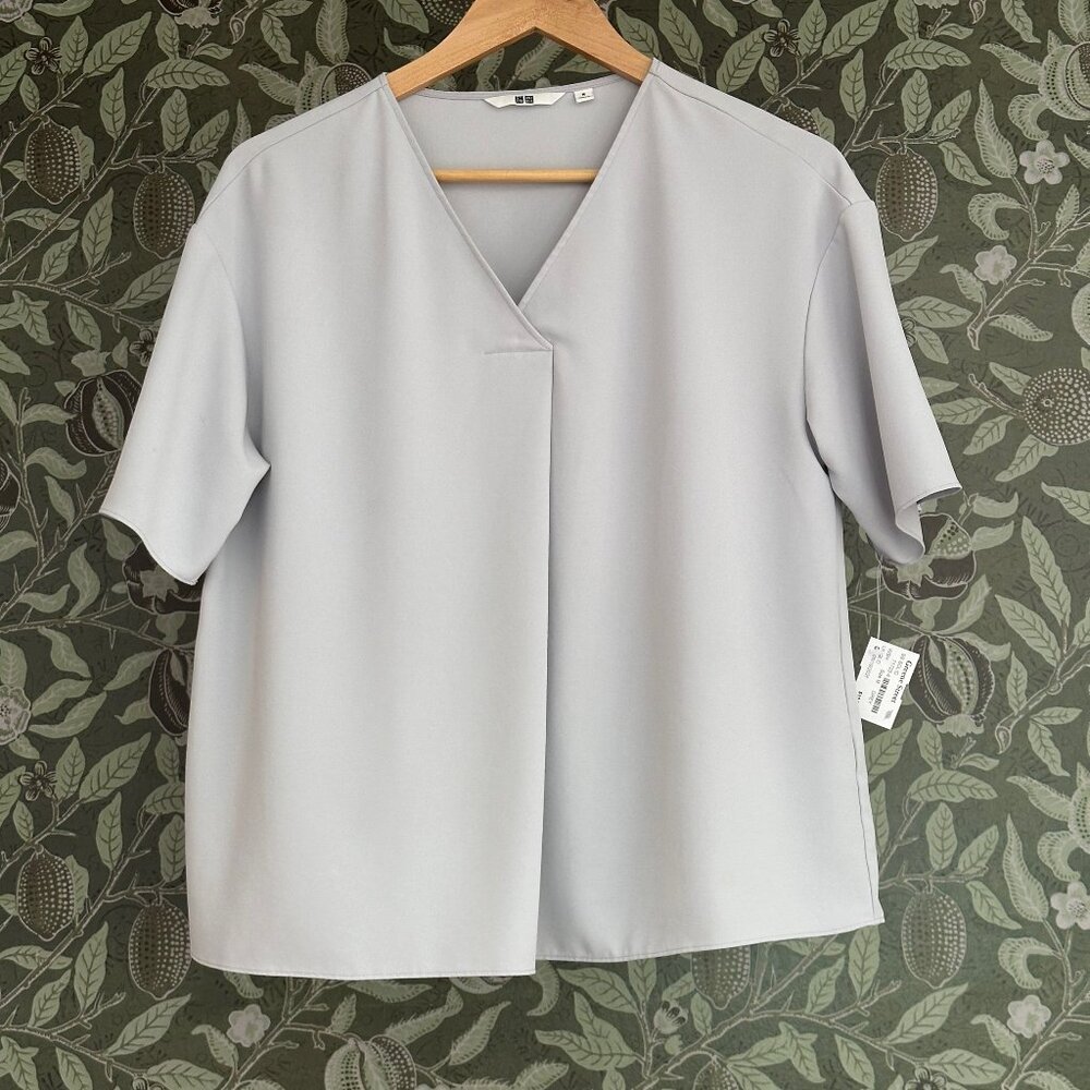 SOLD - Uniqlo Drape Blouse Top Gray - Size M